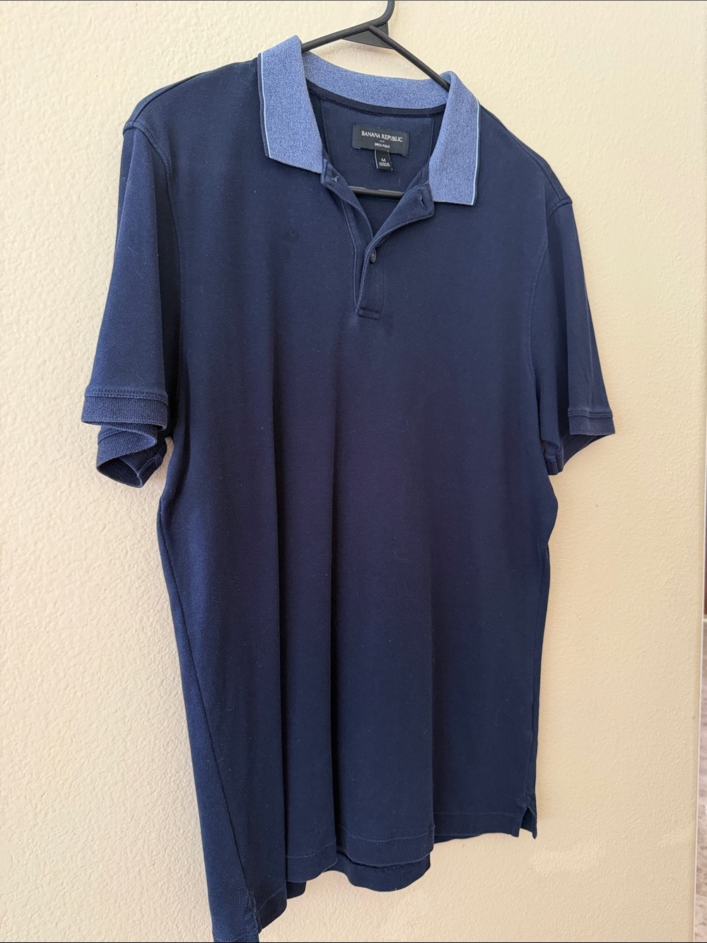Banana Republic Men’s Dark Blue Polo with Light Blue Collar